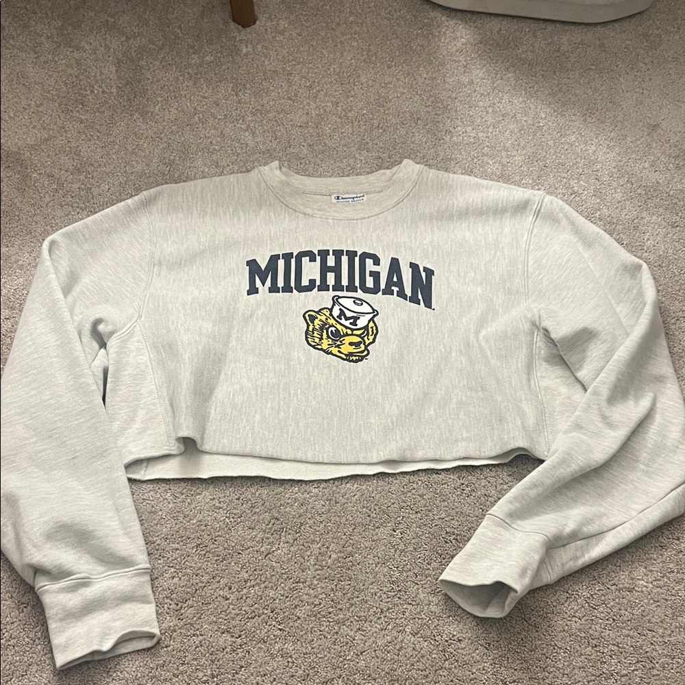 Champion Reverse Weave University of Michigan Cropped Crewneck Sweatshirt